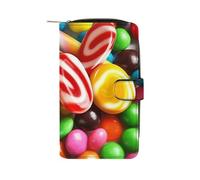 QMNRTK Buntes Bonbon-Kreditkarten-Geldbörse, RFID-blockierend, schmal, faltbar, echtes Leder, minimalistische Vordertasche, Geldbörse, Schlüsselanhänger, Geldbörse für Damen und Herren, Stil, 19,7 x