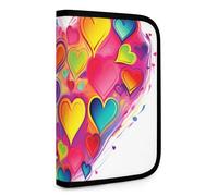 QMNRTK Buntes Herz Multifunktional Kompakt Geldbörse Ausweis Stronghold Waltlet Kreditkartenetui Geldbörse Reißverschluss Lederetui Geldbörse RFID-blockierende Bifold Wallet für Männer Frauen Stil