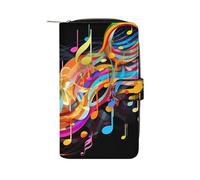 QMNRTK Buntes Kreditkartenetui mit Musiknoten, RFID-blockierend, schmal, faltbar, echtes Leder, minimalistische Vordertasche, Geldbörse, Schlüsselanhänger, Geldbörse für Männer und Frauen, Stil, 19,7