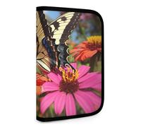 QMNRTK Butterfly and Flower1 Multifunktionale, kompakte Brieftasche, Ausweis, Stronghold Waltlet, Kreditkartenhalter, Geldbörse, Reißverschluss, Ledertasche, RFID-blockierend, Bifold Wallet für Männer