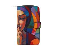 QMNRTK Calm Face Kreditkartenetui, RFID-blockierend, schmal, faltbar, echtes Leder, minimalistische Vordertasche, Geldbörse, Schlüsselanhänger, Geldbörse für Männer und Frauen, Stil, 19,7 x 11 x 3,5