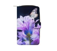 QMNRTK Campanula Kreditkartenetui mit Schmetterlingen, RFID-blockierend, schmal, faltbar, echtes Leder, minimalistische Vordertasche, Geldbörse, Schlüsselanhänger, Geldbörse für Männer und Frauen,