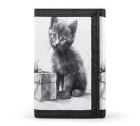 QMNRTK Cat Next to Gift Dreifach gefaltete Geldbörse, schlanke Brieftasche, personalisierbar, RFID-blockierende Geldbörse für Männer und Frauen, Stil, Einheitsgröße, Stil:, Einheitsgröße