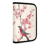 QMNRTK Cherry Branches Multifunktions-Geldbörse mit Blumenmotiv und Vögeln, multifunktional, kompakt, für Ausweis, Waltlet, Kreditkartenhalter, Geldbörse, Reißverschluss, Lederetui, RFID-blockierend,