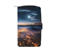 QMNRTK Cities Kreditkartenetui mit Nachtsicht, RFID-blockierend, schmal, faltbar, echtes Leder, minimalistische Vordertasche, Geldbörse, Schlüsselanhänger, Geldbörse für Damen und Herren, Stil, 19,7 x