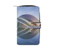 QMNRTK City of The Arts And The Sciences Kreditkartenetui mit RFID-blockierendem schmalem Echtleder, minimalistische Vordertasche, Geldbörse, Schlüsselanhänger, Geldbörse für Damen und Herren, 19,7 x