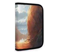 QMNRTK Cliff Querformat, multifunktionale, kompakte Geldbörse, Ausweis, Stronghold Waltlet, Kreditkartenhalter, Geldbörse, Reißverschluss, Ledertasche, RFID-blockierend, Bifold Wallet für Herren und