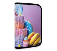 QMNRTK Colored Cake Multifunktionale, kompakte Geldbörse, Ausweis, Stronghold Waltlet, Kreditkartenhalter, Geldbörse, Reißverschluss, Ledertasche, RFID-blockierend, Bifold Wallet für Männer und