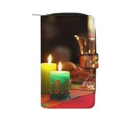 QMNRTK Colored Candles Kreditkartenetui, RFID-blockierend, schmal, faltbar, echtes Leder, minimalistische Vordertasche, Geldbörse, Schlüsselanhänger, Geldbörse für Männer und Frauen, Stil, 19,7 x 11 x