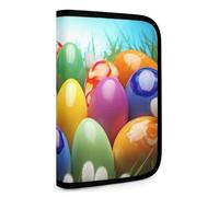 QMNRTK Colorful Eggs Multifunktionale, kompakte Geldbörse, Ausweis, Stronghold Waltlet, Kreditkartenhalter, Geldbörse, Reißverschluss, Ledertasche, RFID-blockierend, Bifold Wallet für Herren und