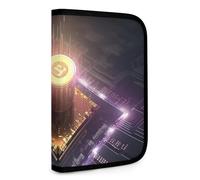 QMNRTK Computerprozessor mit magischem Licht, multifunktional, kompakt, Ausweis, Stronghold Waltlet, Kreditkartenhalter, Geldbörse, Reißverschluss, Ledertasche, RFID-blockierend, Bifold Wallet für