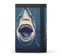 QMNRTK Coole Hai-Geldbörse, dreifach gefaltet, schmal, personalisierbar, RFID-blockierend, für Damen und Herren, Einheitsgröße, Stil:, Einheitsgröße