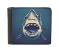 QMNRTK Coole Shark Leder-Geldbörse, Bifold Wallet für Männer und Frauen, RFID-blockierend, extra Kapazität, ultrastarke Nähte, schlanke Geldscheinfach mit 8 Kartenfächern, Stil, Einheitsgröße, Stil:,