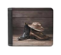 QMNRTK Cowboyhut und Stiefel, Ledergeldbörse für Herren und Damen, RFID-blockierend, extra Kapazität, ultrastarke Nähte, schlanke Geldscheinfach mit 8 Kartenfächern, Stil, Einheitsgröße, Stil:,