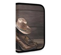 QMNRTK Cowboyhut und Stiefel, multifunktional, kompakt, Ausweis, Stronghold Waltlet, Kreditkartenhalter, Geldbörse, Reißverschluss, Ledertasche, RFID-blockierend, Bifold Wallet für Männer und Frauen,