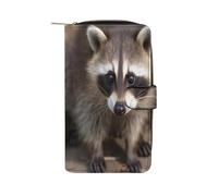 QMNRTK Cub Raccoon Kreditkartenetui, RFID-blockierend, schmal, faltbar, echtes Leder, minimalistische Vordertasche, Geldbörse, Schlüsselanhänger, Geldbörse für Männer und Frauen, Stil, 19,7 x 11 x 3,5