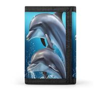 QMNRTK Delfin-Liebhaber, dreifach gefaltete Geldbörse, schmale Geldbörse, personalisierbar, RFID-blockierend, für Damen und Herren, Einheitsgröße, minimalistisch, tropisch, Stil:, Einheitsgröße,