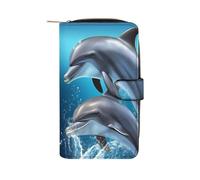 QMNRTK Delfin-Liebhaber, Kreditkartenetui, RFID-blockierend, schmal, faltbar, echtes Leder, minimalistische Vordertasche, Geldbörse, Schlüsselanhänger, Geldbörse für Männer und Frauen, Stil, 19,7 x 11