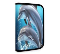 QMNRTK Delfin-Liebhaber, multifunktionale, kompakte Brieftasche, Ausweis, Stronghold Waltlet, Kreditkartenhalter, Geldbörse, Reißverschluss, Ledertasche, RFID-blockierend, Bifold Wallet für Männer und