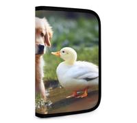 QMNRTK Dog And A Duck Multifunktions-Geldbörse, kompakt, Ausweis, Stronghold Waltlet, Kreditkartenhalter, Geldbörse, Reißverschluss, Ledertasche, RFID-blockierend, Bifold Wallet für Männer und Frauen,