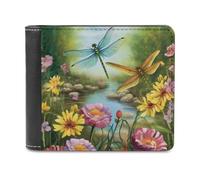 QMNRTK Dragonfly Garden Spring Ledergeldbörse für Herren und Damen, RFID-blockierend, extra Kapazität, ultrastarke Nähte, schlanke Geldscheinfach mit 8 Kartenfächern, Stil, Einheitsgröße, Stil:,