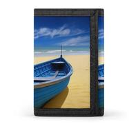 QMNRTK Dreifach gefaltete Geldbörse für Strand und Boot, schmale Geldbörse, personalisierbar, RFID-blockierend, für Damen und Herren, Einheitsgröße, Blau / Gelb, Stil:, Einheitsgröße