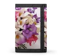 QMNRTK Dreifach gefaltete Geldbörse mit Blumenstrauß, schmale Geldbörse, personalisierbar, RFID-blockierend, für Damen und Herren, Einheitsgröße, Stil:, Einheitsgröße