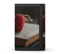 QMNRTK Dreifach gefaltete Geldbörse mit gehäkeltem Herz, schmale Geldbörse, personalisierbar, RFID-blockierend, für Damen und Herren, Einheitsgröße, Stil:, Einheitsgröße