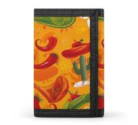 QMNRTK Dreifach gefaltete Geldbörse mit grünem Hut und Chili-Pfeffer, schmale Geldbörse, personalisierbar, RFID-blockierend, für Damen und Herren, Einheitsgröße, Stil:, Einheitsgröße