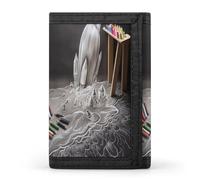 QMNRTK Dreifach gefaltete Geldbörse mit Kreidezeichnung, schmale Geldbörse, personalisierbar, RFID-blockierend, für Damen und Herren, Einheitsgröße, Stil:, Einheitsgröße