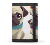 QMNRTK Dreifach gefaltete Geldbörse mit niedlichem Mops, schmale Geldbörse, personalisierbar, RFID-blockierend, für Damen und Herren, Einheitsgröße, Stil:, Einheitsgröße