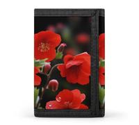 QMNRTK Dreifach gefaltete Geldbörse mit roten Blumen, schlanke Brieftasche, personalisierbar, RFID-blockierend, für Damen und Herren, Einheitsgröße, Stil:, Einheitsgröße