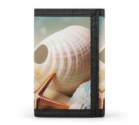 QMNRTK Dreifach gefaltete Geldbörse mit Seestern und Muscheln, schmale Geldbörse, personalisierbar, RFID-blockierend, für Damen und Herren, Einheitsgröße, Stil:, Einheitsgröße