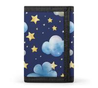 QMNRTK Dreifach gefaltete Geldbörse mit Sternen und Wolken, schmale Geldbörse, personalisierbar, RFID-blockierend, für Damen und Herren, Einheitsgröße, Stil:, Einheitsgröße