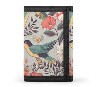 QMNRTK Dreifach gefaltete Geldbörse mit Vogel- und Blumenmuster, schmale Geldbörse, personalisierbar, RFID-blockierend, für Damen und Herren, Einheitsgröße, Stil:, Einheitsgröße