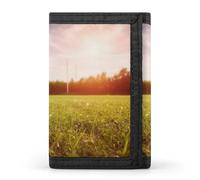 QMNRTK Dreifach gefaltete Geldbörse, Motiv: Fußball auf einem Feld, schmale Geldbörse, personalisierbar, RFID-blockierend, für Damen und Herren, Einheitsgröße, Stil:, Einheitsgröße