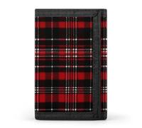 QMNRTK Dreifach gefaltete Geldbörse, schmal, personalisierbar, RFID-blockierend, Rot und Schwarz, Einheitsgröße, Stil:, Einheitsgröße