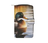 QMNRTK Duck by The Lake Kreditkarten-Geldbörse, RFID-blockierend, schmal, faltbar, echtes Leder, minimalistische Vordertasche, Geldbörse, Schlüsselanhänger, Geldbörse für Männer und Frauen, Stil, 19,7