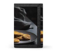 QMNRTK Es gibt Kekse auf dem Teller, dreifach gefaltete Geldbörse, schlanke Brieftasche, personalisierbar, RFID-blockierend, für Damen und Herren, Einheitsgröße, Stil:, Einheitsgröße