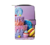 QMNRTK Farbige Kuchen-Kreditkarten-Geldbörse, RFID-blockierend, schmal, faltbar, echtes Leder, minimalistische Vordertasche, Geldbörse, Schlüsselanhänger, Geldbörse für Männer und Frauen, Stil, 19,7 x