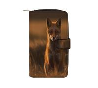 QMNRTK Fox at Sunset Kreditkartenetui, RFID-blockierend, schmal, faltbar, echtes Leder, minimalistische Vordertasche, Geldbörse, Schlüsselanhänger, Geldbörse für Männer und Frauen, Stil, 19,7 x 11 x