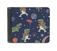 QMNRTK Funny Astronaut Dinosaurier Rakete Leder Geldbörse Bifold Wallet für Herren und Damen, RFID-blockierend, extra Kapazität, ultrastarke Nähte, schlanke Geldscheinfach mit 8 Kartenfächern, Stil,