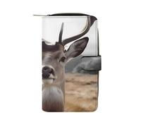 QMNRTK Funny Deer Kreditkartenetui, RFID-blockierend, schmal, faltbar, echtes Leder, minimalistische Vordertasche, Geldbörse, Schlüsselanhänger, Geldbörse für Männer und Frauen, Stil, 19,7 x 11 x 3,5