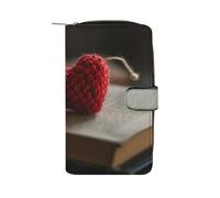 QMNRTK Gehäkeltes Herz-Kreditkarten-Geldbörse, RFID-blockierend, schmal, faltbar, echtes Leder, minimalistische Vordertasche, Geldbörse, Schlüsselanhänger, Geldbörse für Männer und Frauen, Stil, 19,7