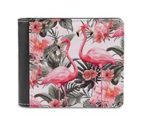 QMNRTK Geldbörse aus Leder mit Flamingo-Blumendruck, für Herren und Damen, RFID-blockierend, extra Kapazität, ultrastarke Nähte, schlanke Geldscheinfach mit 8 Kartenfächern, Stil, Einheitsgröße,