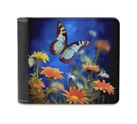 QMNRTK Geldbörse aus Leder mit Schmetterlings- und Blumenmotiv, für Herren und Damen, RFID-blockierend, extra Kapazität, ultrastarke Nähte, schlanke Geldscheinfach mit 8 Kartenfächern, Stil,