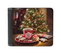 QMNRTK Geldbörse aus Leder mit Weihnachtsbaum und heißer Schokolade, für Herren und Damen, RFID-blockierend, extra Kapazität, ultrastarke Nähte, schlanke Geldscheinfach mit 8 Kartenfächern, Stil,