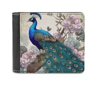 QMNRTK Geldbörse aus Leder, Pfauenmuster, für Damen und Herren, RFID-blockierend, extra Kapazität, ultrastarke Nähte, schlanke Geldscheinfach mit 8 Kartenfächern, Stil, Einheitsgröße, Stil:,