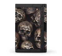 QMNRTK Geldbörse mit Aufschrift "Many Skulls Get Together", dreifach gefaltet, schmal, personalisierbar, RFID-blockierend, für Damen und Herren, Einheitsgröße, Stil:, Einheitsgröße