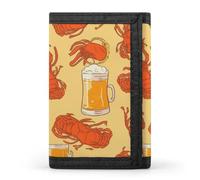 QMNRTK Geldbörse mit Bier- und Krebsmuster, dreifach gefaltet, schmale Geldbörse, personalisierbar, RFID-blockierend, für Damen und Herren, Einheitsgröße, Stil:, Einheitsgröße